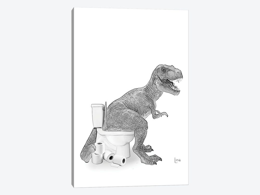 Trex On The Toilet by Printable Lisa's Pets 1-piece Canvas Artwork