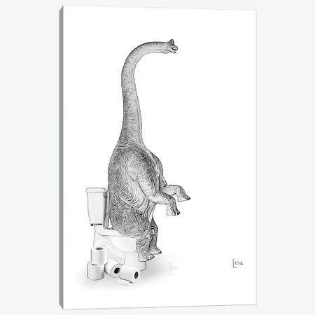Apatosaurus Dino On The Toilet Canvas Print #LIP656} by Printable Lisa's Pets Canvas Artwork