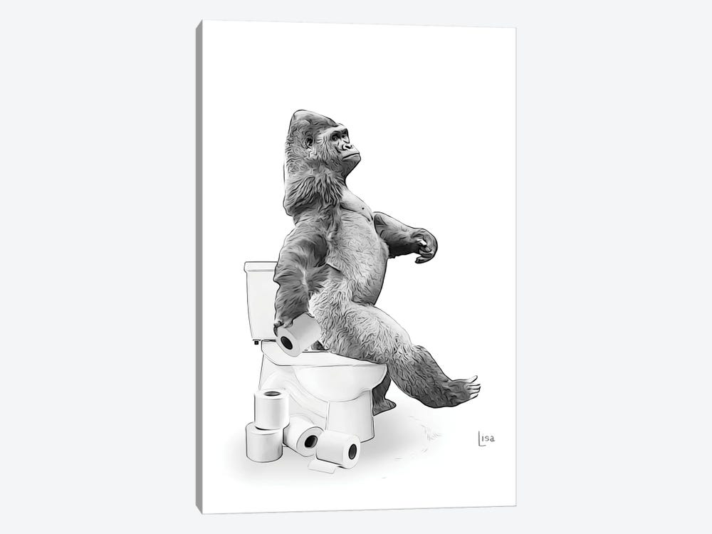 Gorilla On The Toilet by Printable Lisa's Pets 1-piece Canvas Print