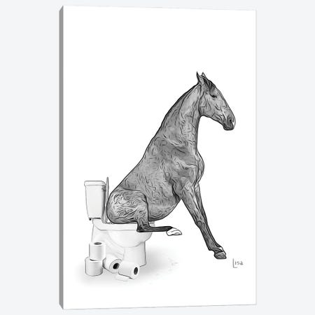 Horse On The Toilet Canvas Print #LIP658} by Printable Lisa's Pets Art Print