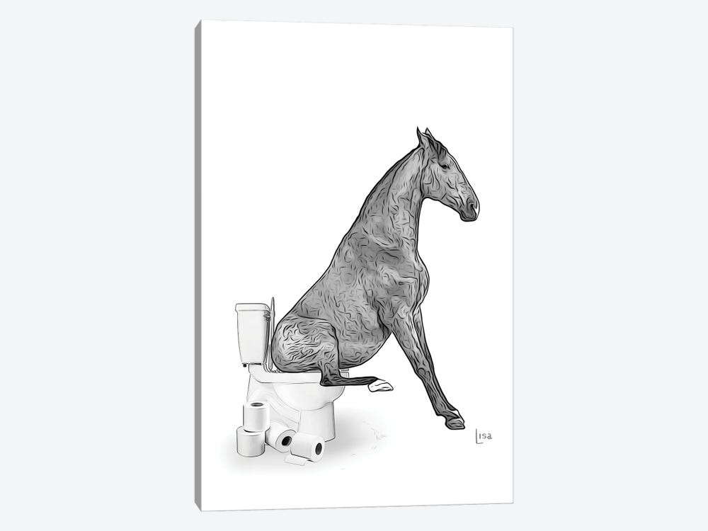 Horse On The Toilet by Printable Lisa's Pets 1-piece Canvas Art