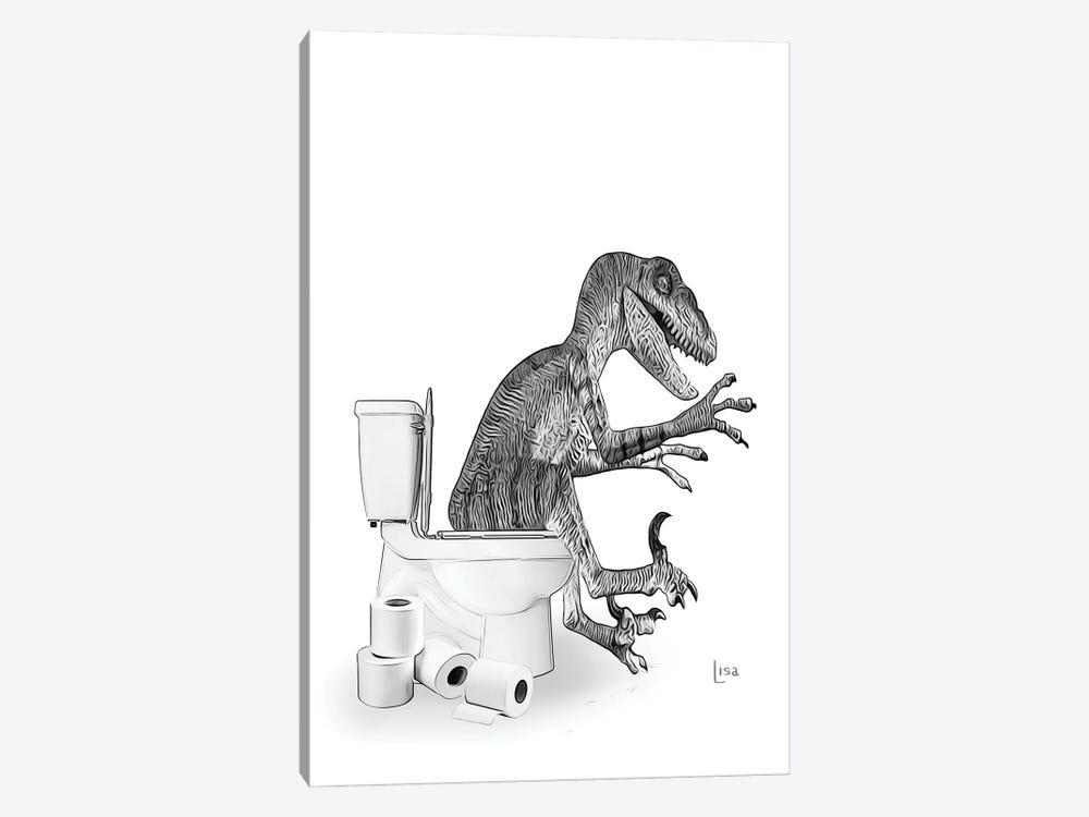 Velociraptor Dino On The Toilet by Printable Lisa's Pets 1-piece Art Print