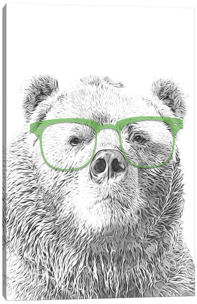 Bear With Glasses Canvas Art Print - Printable Lisa's Pets
