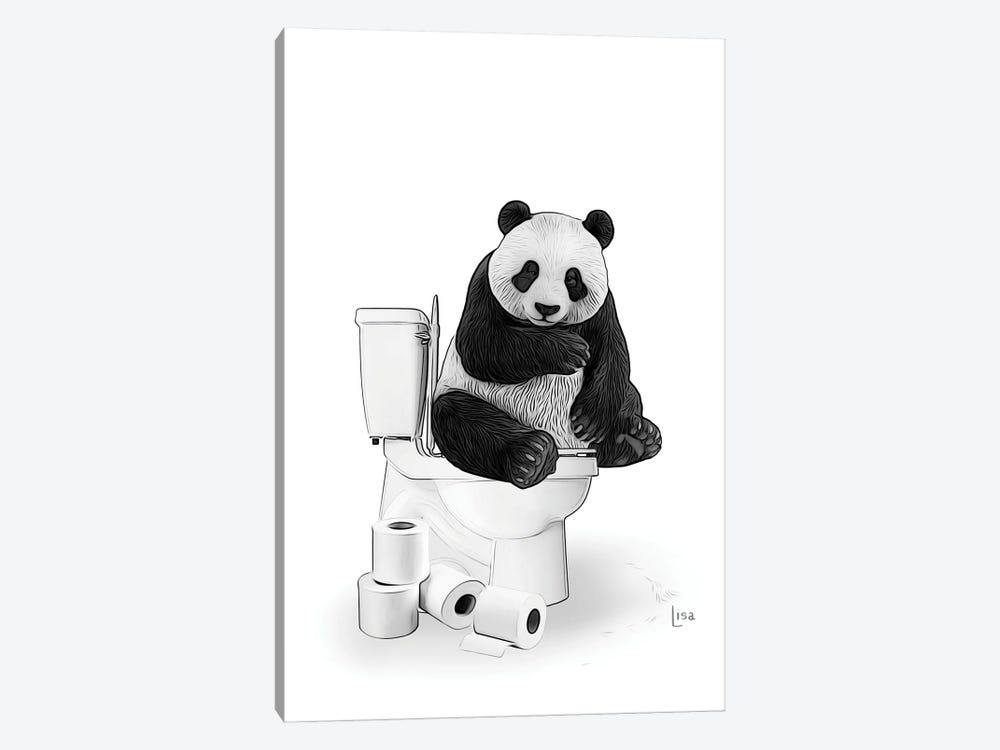 Panda On The Toilet by Printable Lisa's Pets 1-piece Art Print