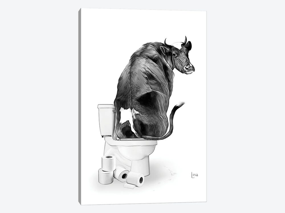 Black Cow On The Toilet by Printable Lisa's Pets 1-piece Canvas Art