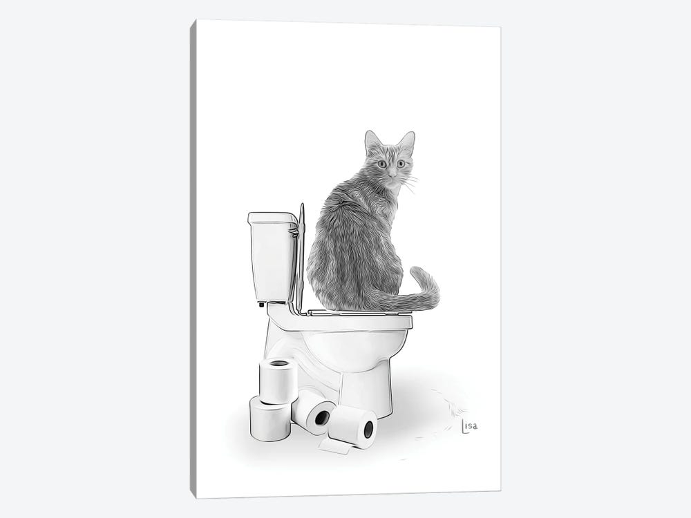 Surprised Cat On The Toilet by Printable Lisa's Pets 1-piece Art Print