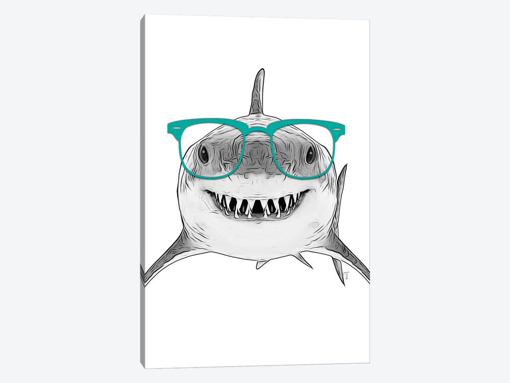 Shark With Teal Glasses by Printable Lisa's Pets 1-piece Canvas Print