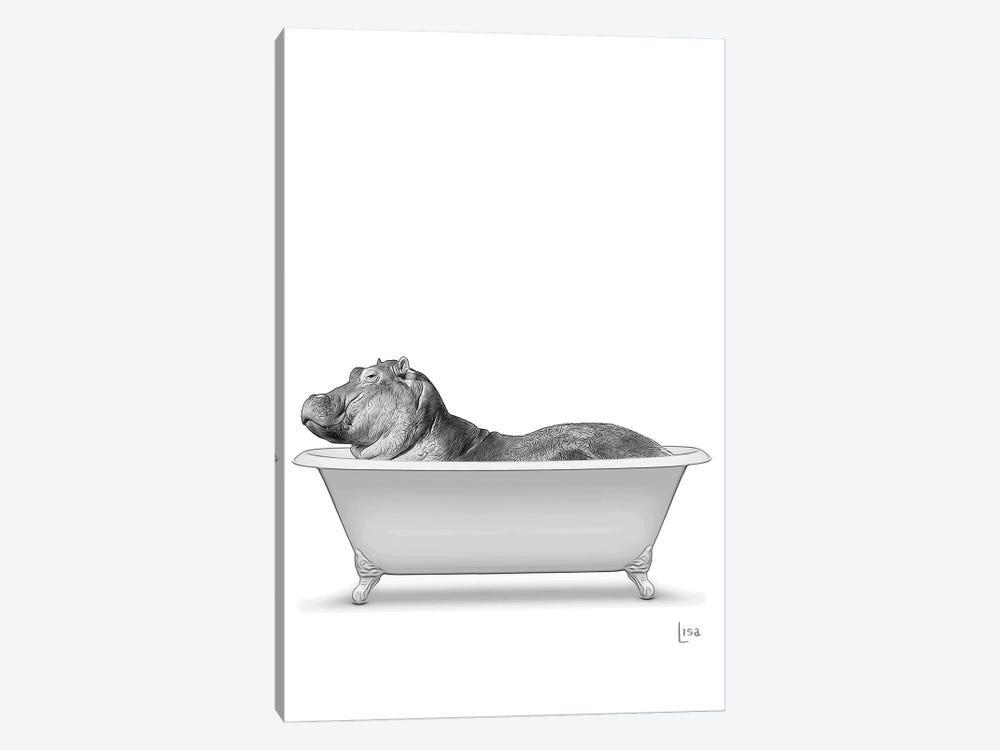 Hippo Bathing In The Bathtub by Printable Lisa's Pets 1-piece Canvas Wall Art