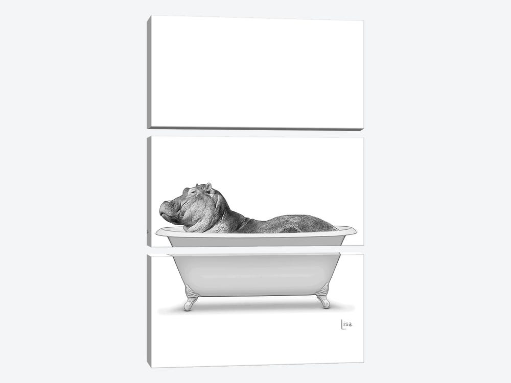 Hippo Bathing In The Bathtub by Printable Lisa's Pets 3-piece Canvas Art