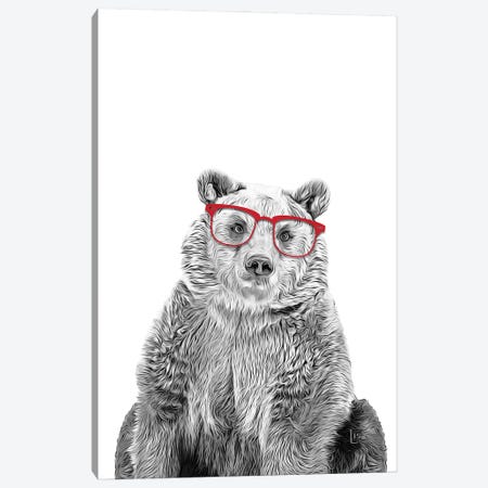 Bear With Red Glasses Canvas Print #LIP66} by Printable Lisa's Pets Canvas Print