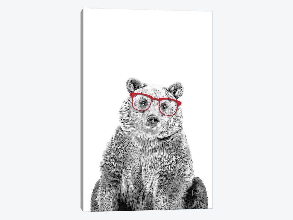 Bear With Red Glasses by Printable Lisa's Pets 1-piece Canvas Wall Art