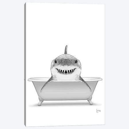 Smiling Shark In The Bathtub Canvas Print #LIP670} by Printable Lisa's Pets Canvas Print
