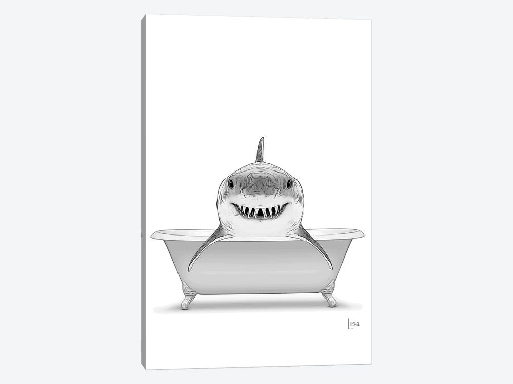 Smiling Shark In The Bathtub by Printable Lisa's Pets 1-piece Canvas Wall Art