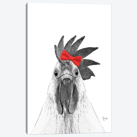 Chicken With Red Bow Canvas Print #LIP672} by Printable Lisa's Pets Canvas Art Print
