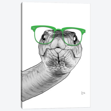 Snake With Green Glasses Canvas Print #LIP674} by Printable Lisa's Pets Canvas Art