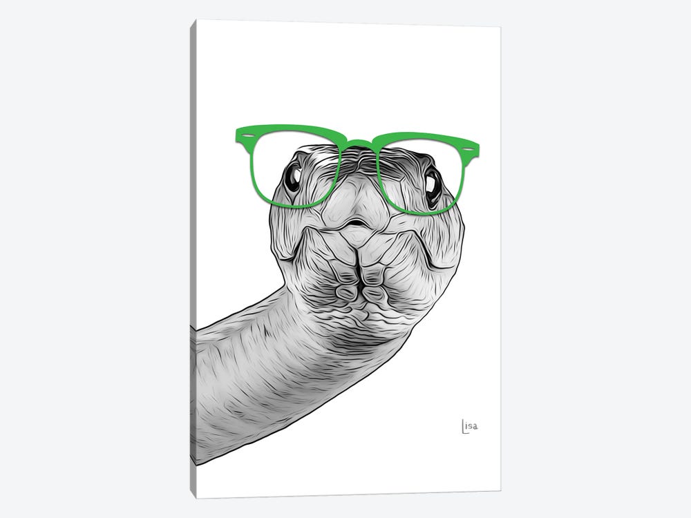 Snake With Green Glasses by Printable Lisa's Pets 1-piece Canvas Artwork