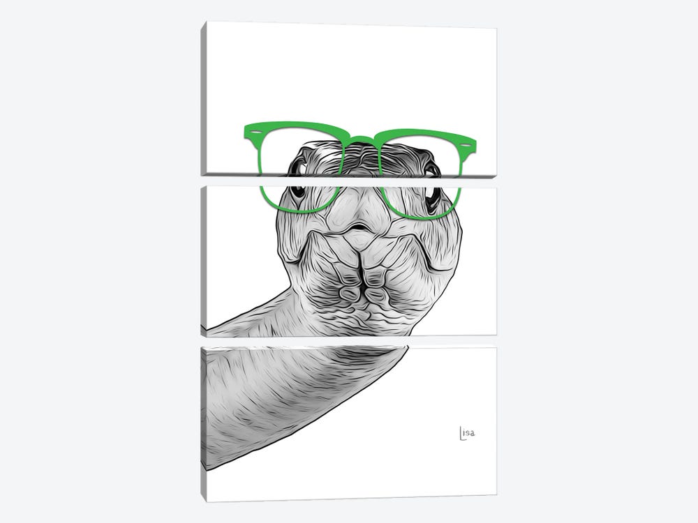 Snake With Green Glasses by Printable Lisa's Pets 3-piece Canvas Art