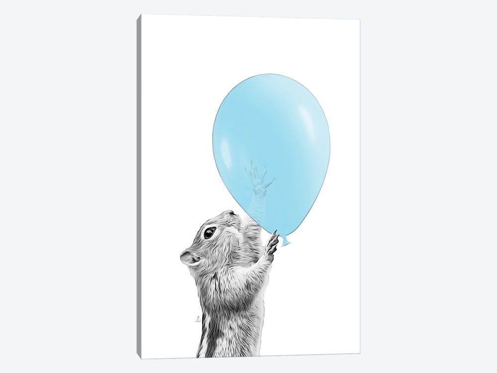 Squirrel With Blue Balloon by Printable Lisa's Pets 1-piece Canvas Art