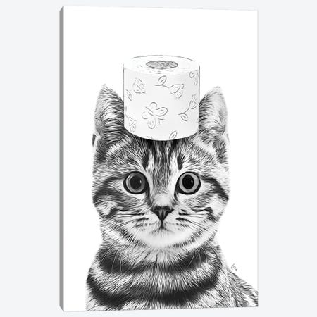 Cat In The Bathroom With Toilet Paper On The Head Canvas Print #LIP677} by Printable Lisa's Pets Canvas Art