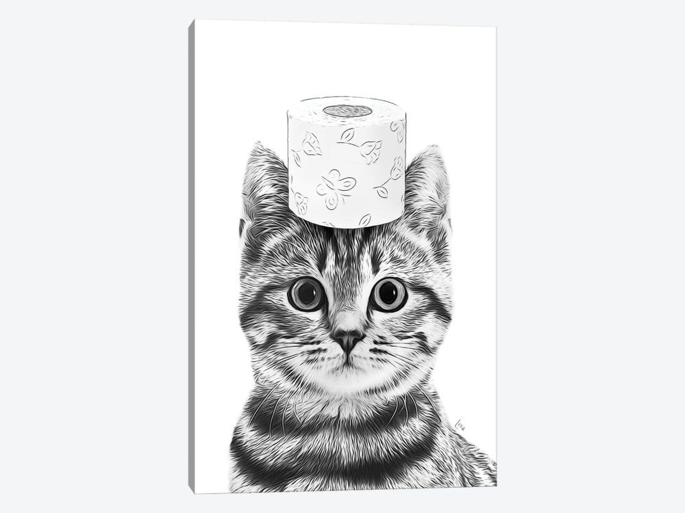 Cat In The Bathroom With Toilet Paper On The Head by Printable Lisa's Pets 1-piece Art Print