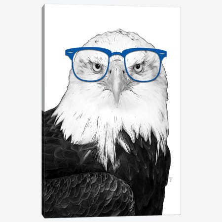Eagle With Blue Glasses Canvas Print #LIP680} by Printable Lisa's Pets Canvas Wall Art
