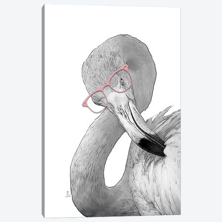 Flamingo With Pink Glasses Canvas Print #LIP682} by Printable Lisa's Pets Canvas Art