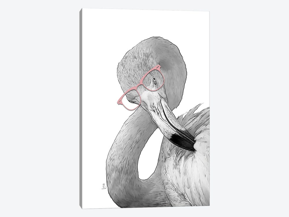 Flamingo With Pink Glasses by Printable Lisa's Pets 1-piece Canvas Art Print