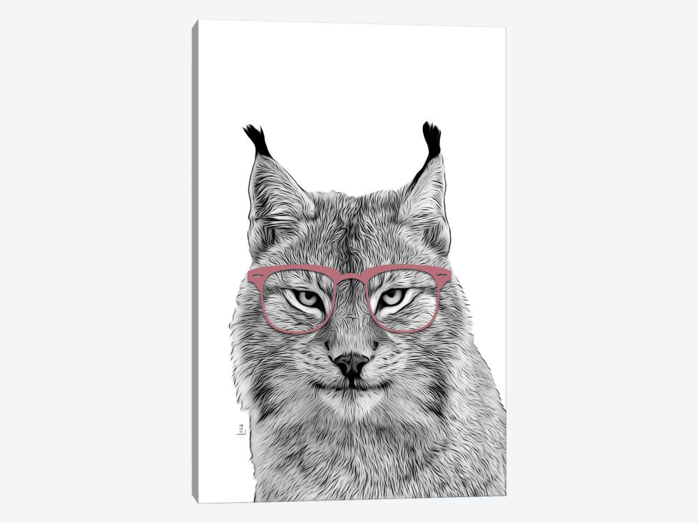 Bobcat With Pink Glasses by Printable Lisa's Pets 1-piece Canvas Artwork