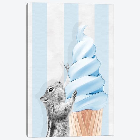 Squirrel With Blue Ice Cream Cone Canvas Print #LIP685} by Printable Lisa's Pets Canvas Art Print