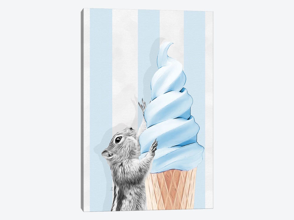 Squirrel With Blue Ice Cream Cone by Printable Lisa's Pets 1-piece Canvas Art