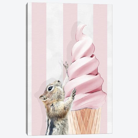 Squirrel With Pink Ice Cream Cone Canvas Print #LIP686} by Printable Lisa's Pets Art Print