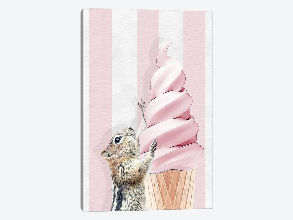 Squirrel With Pink Ice Cream Cone by Printable Lisa's Pets 1-piece Art Print