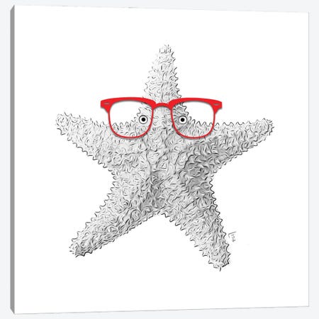 Starfish With Red Glasses Canvas Print #LIP689} by Printable Lisa's Pets Canvas Artwork