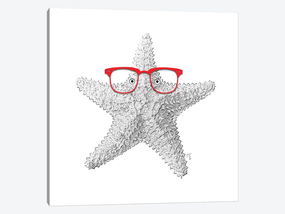 Starfish With Red Glasses by Printable Lisa's Pets 1-piece Canvas Artwork
