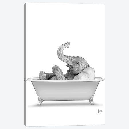 Elephant In The Bath Bn Canvas Print #LIP68} by Printable Lisa's Pets Canvas Artwork