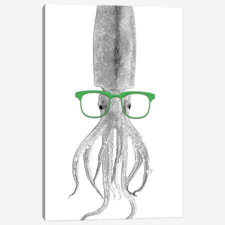 Squid With Green Glasses Canvas Print #LIP690} by Printable Lisa's Pets Art Print
