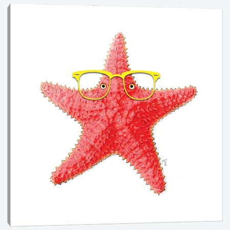 Red Starfish With Yellow Glasses Canvas Print #LIP691} by Printable Lisa's Pets Canvas Print