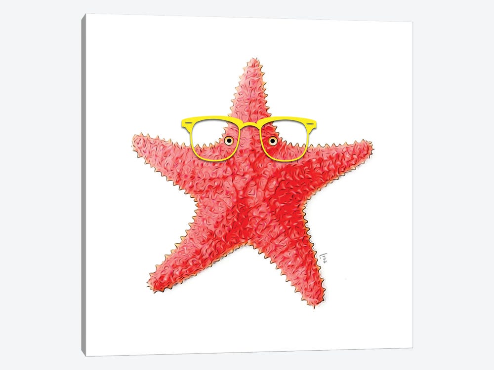 Red Starfish With Yellow Glasses by Printable Lisa's Pets 1-piece Canvas Art Print