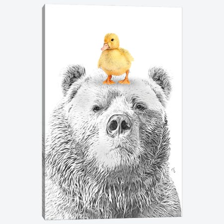 Bear With Yellow Duck Canvas Print #LIP692} by Printable Lisa's Pets Canvas Print
