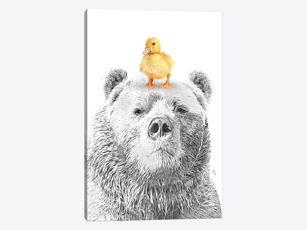 Bear With Yellow Duck by Printable Lisa's Pets 1-piece Canvas Wall Art