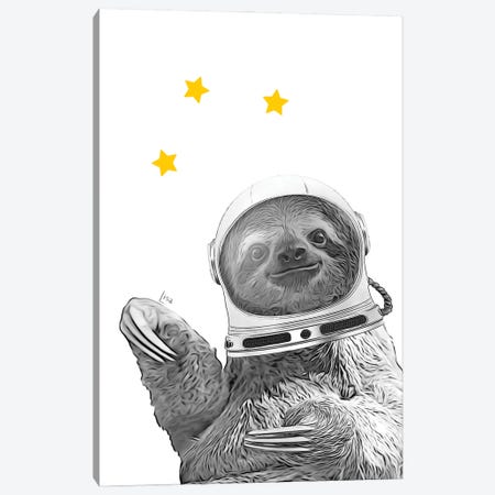Sloth With Astronaut Helmet In Space Among The Stars Canvas Print #LIP693} by Printable Lisa's Pets Canvas Print