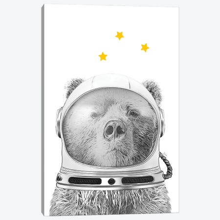 Bear With Astronaut Helmet In Space Among The Stars Canvas Print #LIP694} by Printable Lisa's Pets Canvas Art
