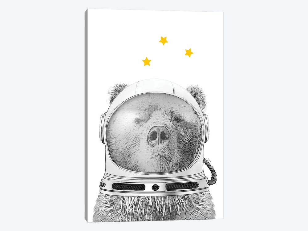 Bear With Astronaut Helmet In Space Among The Stars by Printable Lisa's Pets 1-piece Canvas Artwork