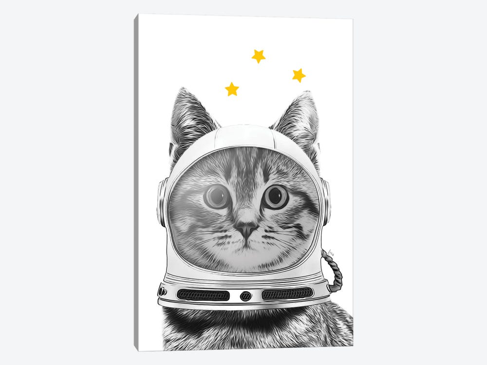 Astronaut Cat With Helmet And Stars by Printable Lisa's Pets 1-piece Canvas Print
