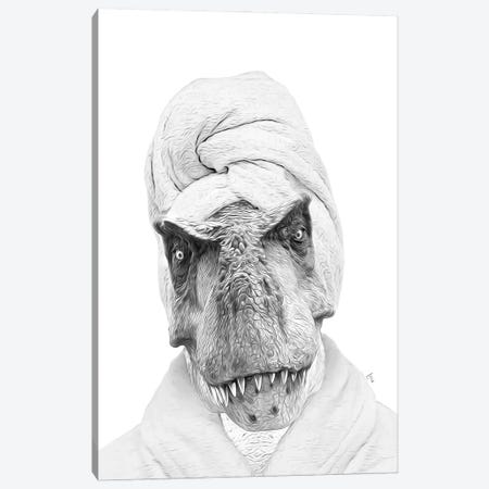 T Rex With Bathrobe And Towel Black And White Bathroom Decoration Canvas Print #LIP700} by Printable Lisa's Pets Art Print