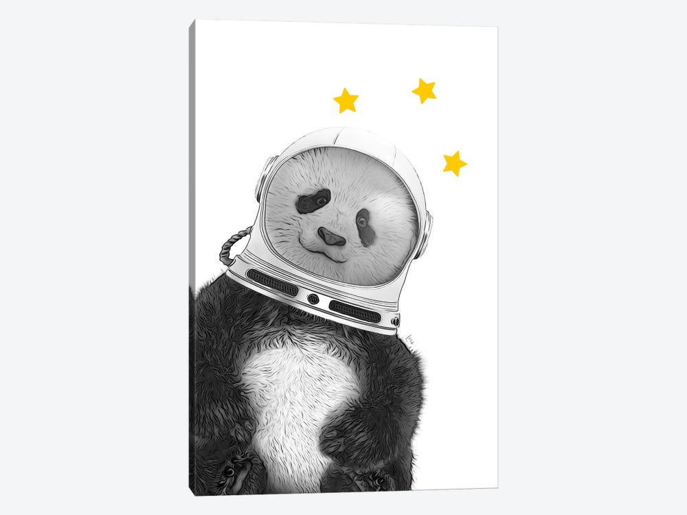 Astronaut Panda With Yellow Stars by Printable Lisa's Pets 1-piece Art Print