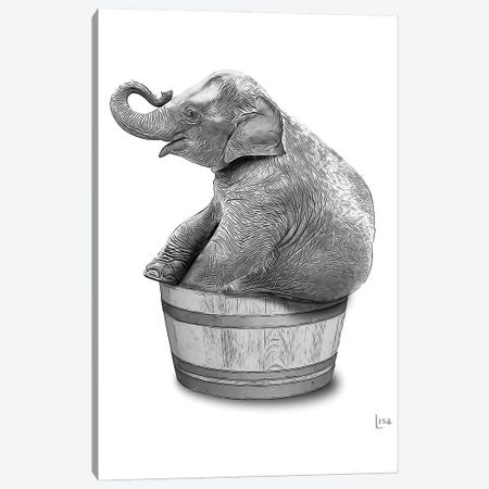 Elephant In The Tub Bn Canvas Print #LIP70} by Printable Lisa's Pets Canvas Art Print