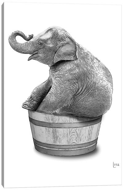 Elephant In The Tub Bn Canvas Art Print - Printable Lisa's Pets
