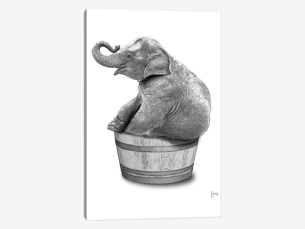 Elephant In The Tub Bn by Printable Lisa's Pets 1-piece Art Print