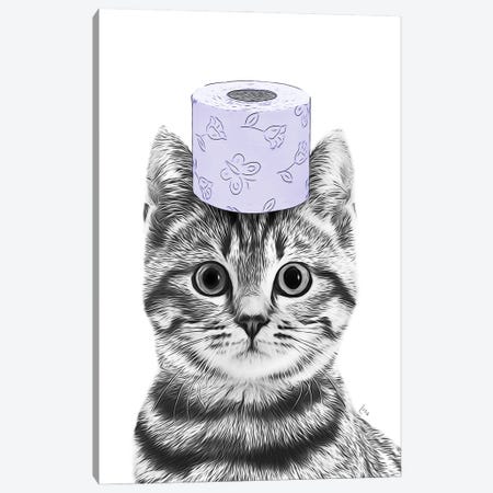 Cat With Lavender Toilet Paper Canvas Print #LIP713} by Printable Lisa's Pets Canvas Wall Art